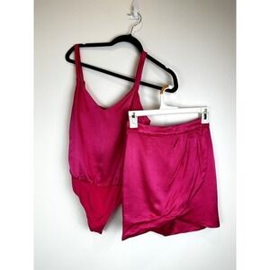 NWOT 4Si3nna Pink Syla Bodysuit and matching Skirt both XS